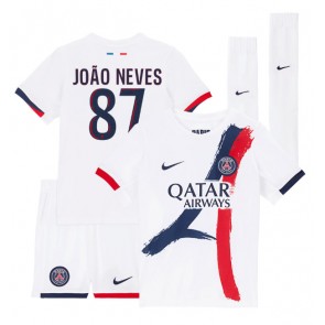 Paris Saint-Germain Joao Neves #87 Borta Kläder Barn 2024-25 Kortärmad (+ Korta byxor)